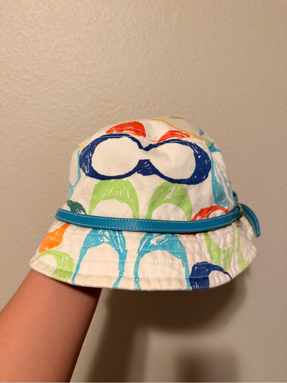 Coach Multi-Color Printed Bucket Hat with Blue Band